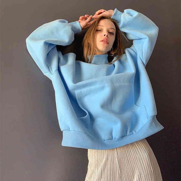 sweater 2021 autumn large pocket hoodies for fashionable clothes elegant color turtlenecks oversize women's sweatpants, White;black
sweater 2021 autumn large pocket hoodies for fashionable clothes elegant color turtlenecks oversize women's sweatpants, White;black