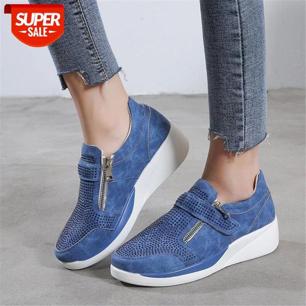 2021 new women's shoes rhinestones large size single sports women sneakers fashion zipper casual vulcanized #ud36