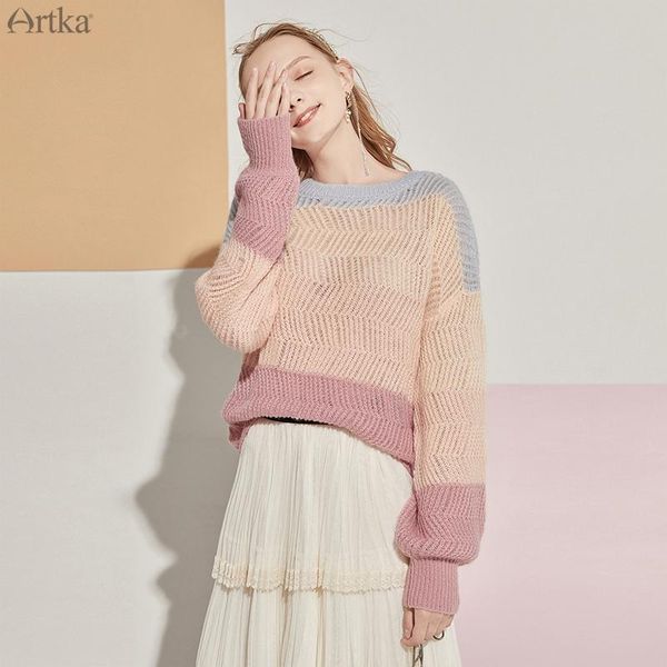 women's sweaters artka 2021 autumn women sweater elegant multicolour mohair knitted loose long sleeve pullover wool knitwear yb20608q, White;black
women's sweaters artka 2021 autumn women sweater elegant multicolour mohair knitted loose long sleeve pullover wool knitwear yb20608q, White;black