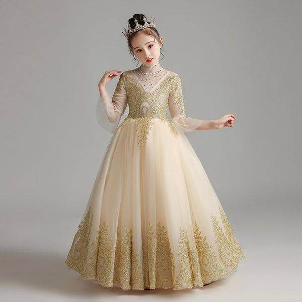 girl's dresses flower girl sequined embroidery three quarter high princess luxury beading floor-length tulle lace kids party gown h273, Red;yellow
girl's dresses flower girl sequined embroidery three quarter high princess luxury beading floor-length tulle lace kids party gown h273, Red;yellow