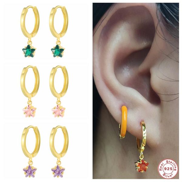 hoop & huggie gs 925 sterling silver green purple pink zircon star pendant earrings sparkling colored crystal charm gift, Golden;silver
hoop & huggie gs 925 sterling silver green purple pink zircon star pendant earrings sparkling colored crystal charm gift, Golden;silver