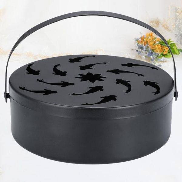iron mosquito coil incense handle holder portable storage box with hollow out lid cover (black, fish pattern) fragrance lamps
iron mosquito coil incense handle holder portable storage box with hollow out lid cover (black, fish pattern) fragrance lamps