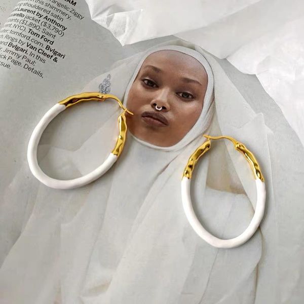 hoop & huggie wtltc black white color oval circlr earrings for women simple big large french personality geometric, Golden;silver
hoop & huggie wtltc black white color oval circlr earrings for women simple big large french personality geometric, Golden;silver
