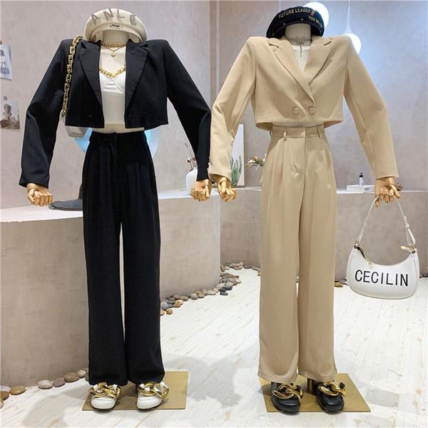 women's two piece pants women's clothing 2021 autumn design sense long sleeve short blazer + leisure trousers set, White
women's two piece pants women's clothing 2021 autumn design sense long sleeve short blazer + leisure trousers set, White