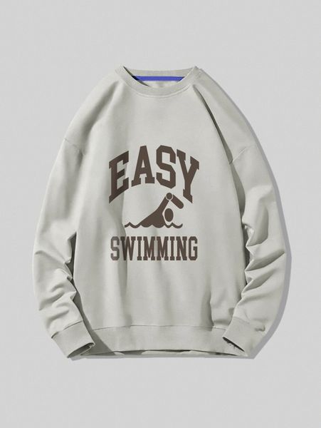 men figure & letter graphic pullover z7am#, Black