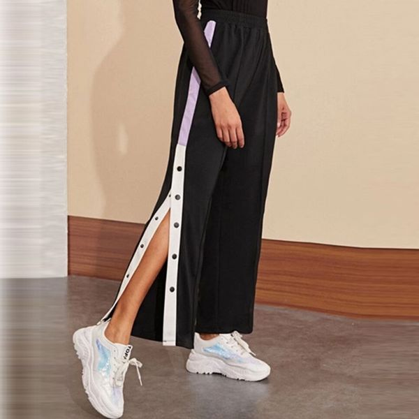 spring women striped wide leg pants elastic high waist split hit color loose casual trousers 210519, Black;white
spring women striped wide leg pants elastic high waist split hit color loose casual trousers 210519, Black;white