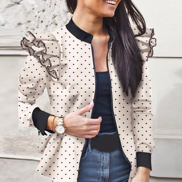 leopard print jacket women autumn long-sleeve ruffle stitching zipper round neck printing short coat office lady outwear women's jacket, Black;brown
leopard print jacket women autumn long-sleeve ruffle stitching zipper round neck printing short coat office lady outwear women's jacket, Black;brown