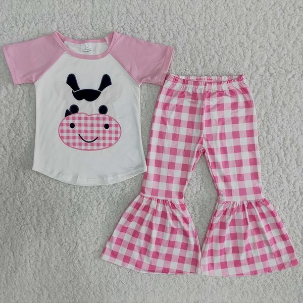arrival girl pink short sleeve plaid bell pants cute cow pattern kids outfit spring fall fashion clothing set, White
arrival girl pink short sleeve plaid bell pants cute cow pattern kids outfit spring fall fashion clothing set, White