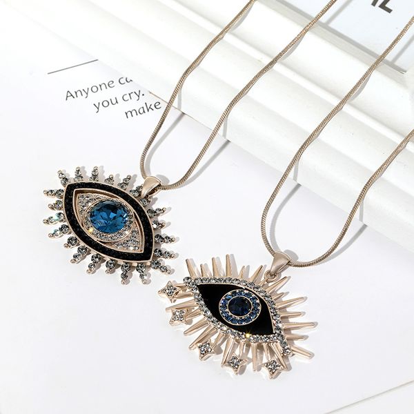 s2227 fashion jewelry evil eye pendant necklace rhinstone blue eyes long chain sweater necklaces, Silver
s2227 fashion jewelry evil eye pendant necklace rhinstone blue eyes long chain sweater necklaces, Silver
