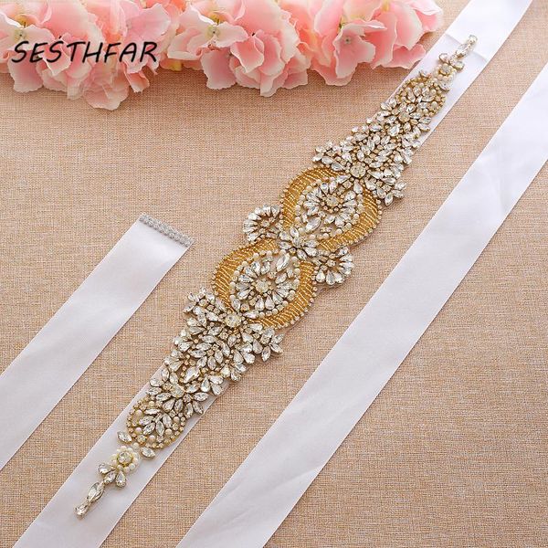 wedding sashes sesthfar dress belt rhinestone handmade gold diamond for bridal accessories, White
wedding sashes sesthfar dress belt rhinestone handmade gold diamond for bridal accessories, White