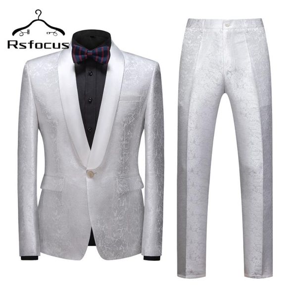 men's suits & blazers rsfocus 2021 classic slim fit men suit 2 piece white groom tuxedo wedding set elegant prom party casual man tz084, White;black