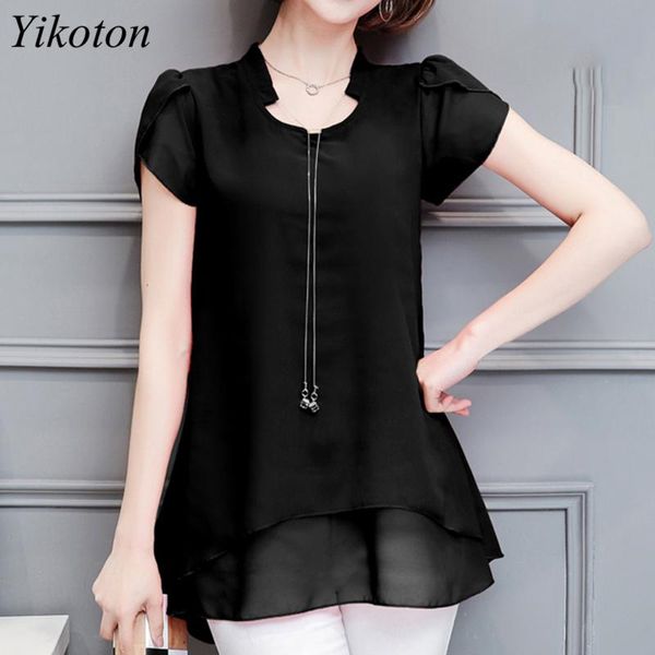 women's blouses & shirts 2021 summer women and casual chiffon mid-length korean petal sleeve ruffled loose blusas, White
women's blouses & shirts 2021 summer women and casual chiffon mid-length korean petal sleeve ruffled loose blusas, White