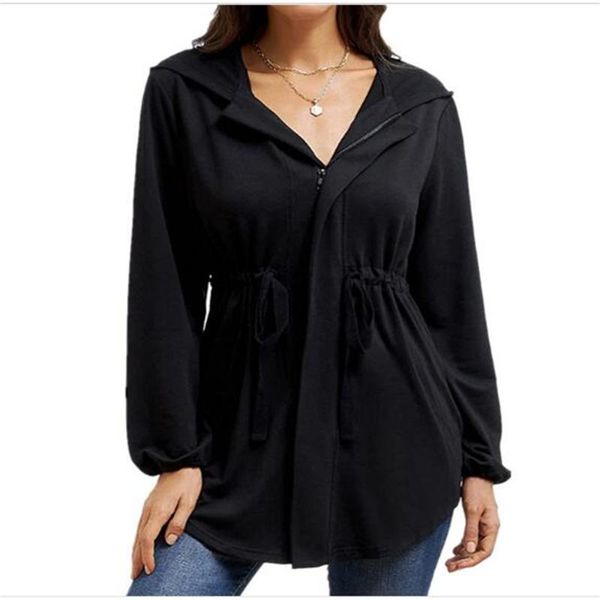women's hoodies & sweatshirts 2021 fashion zip-up women pure color beam waist lace-up lantern sleeve loose zipper hooded black/dark gra
women's hoodies & sweatshirts 2021 fashion zip-up women pure color beam waist lace-up lantern sleeve loose zipper hooded black/dark gra