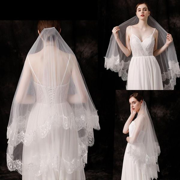 bridal veils finger length white wedding two layers lace edge with comb veil in stock, Black
bridal veils finger length white wedding two layers lace edge with comb veil in stock, Black
