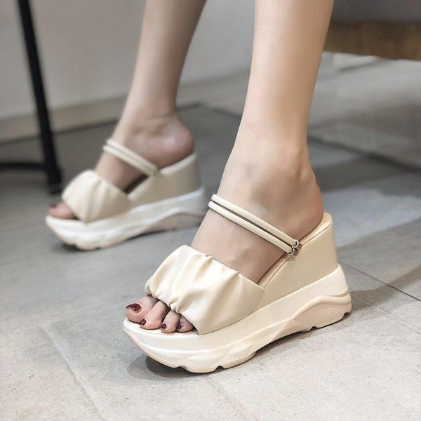 women's fashion platform sandals summer pu wedge ladies beach party slippers buckle plus size high heel female shoes, Black
women's fashion platform sandals summer pu wedge ladies beach party slippers buckle plus size high heel female shoes, Black