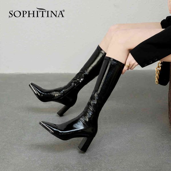 sophitina brand shoes women concise stylish classic little square toe leather ankle boots ladies breatheable high boots so560 210513, Black
sophitina brand shoes women concise stylish classic little square toe leather ankle boots ladies breatheable high boots so560 210513, Black