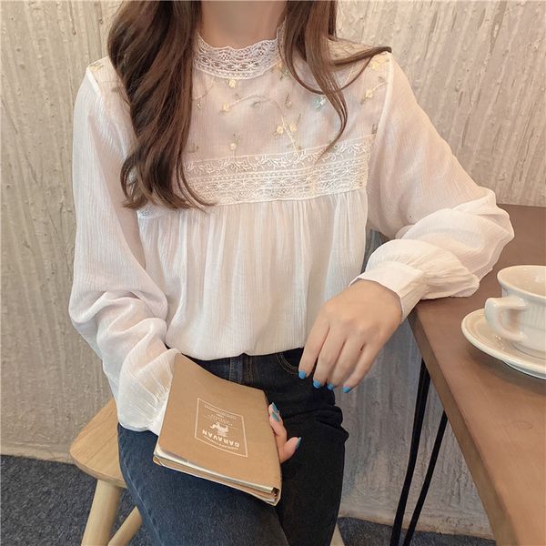 women's blouses & shirts lamtrip lolita rustic embroidery lace patchwork stand collar long sleeve sweet shirt 2021 spring summer q, White
women's blouses & shirts lamtrip lolita rustic embroidery lace patchwork stand collar long sleeve sweet shirt 2021 spring summer q, White