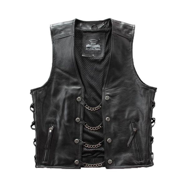 men's vests genuine layer cowhide motorcycle leather vest slim short with steel chain jacket coat plus size 4xl, Black;white
men's vests genuine layer cowhide motorcycle leather vest slim short with steel chain jacket coat plus size 4xl, Black;white