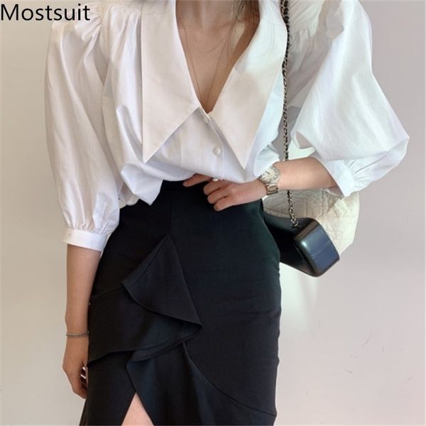 autumn korean vintage single-breasted blouses shirts women puff sleeve sharp collar drawstring fashion blusas mujer 210518, White
autumn korean vintage single-breasted blouses shirts women puff sleeve sharp collar drawstring fashion blusas mujer 210518, White