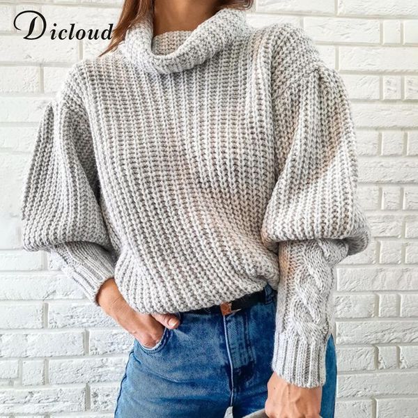 women's sweaters dicloud grey sweater for women knitted turtleneck long puff sleeve oversized 2021 solid jumpers lady warm winter, White;black
women's sweaters dicloud grey sweater for women knitted turtleneck long puff sleeve oversized 2021 solid jumpers lady warm winter, White;black