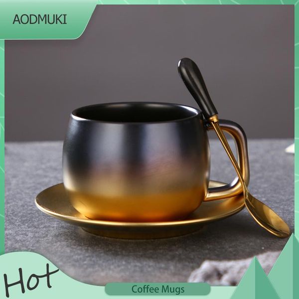 mugs 280ml creative american-style black gold gradual change ceramic coffee mug simple british afternoon teacup set with saucer spoon
mugs 280ml creative american-style black gold gradual change ceramic coffee mug simple british afternoon teacup set with saucer spoon