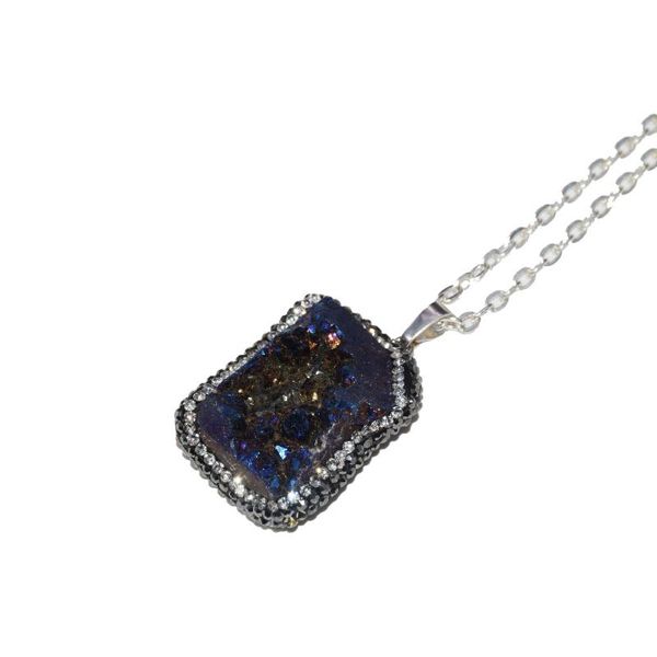 pendant necklaces 2021 style big raw natural crystal druzy stone sliver chain necklace plating color blue women, Silver
pendant necklaces 2021 style big raw natural crystal druzy stone sliver chain necklace plating color blue women, Silver