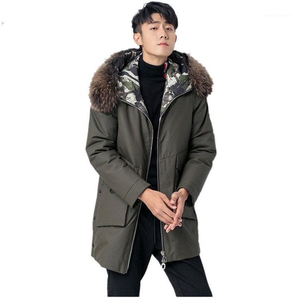 men's leather & faux genuine jacket raccoon fur collar down winter men cow long coat z18jmn1883 my1197, Black
men's leather & faux genuine jacket raccoon fur collar down winter men cow long coat z18jmn1883 my1197, Black