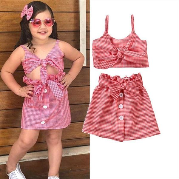 1 6y summer toddler kids baby girl clothes sets sleeveless plaid crop mini skirt outfit, White
1 6y summer toddler kids baby girl clothes sets sleeveless plaid crop mini skirt outfit, White