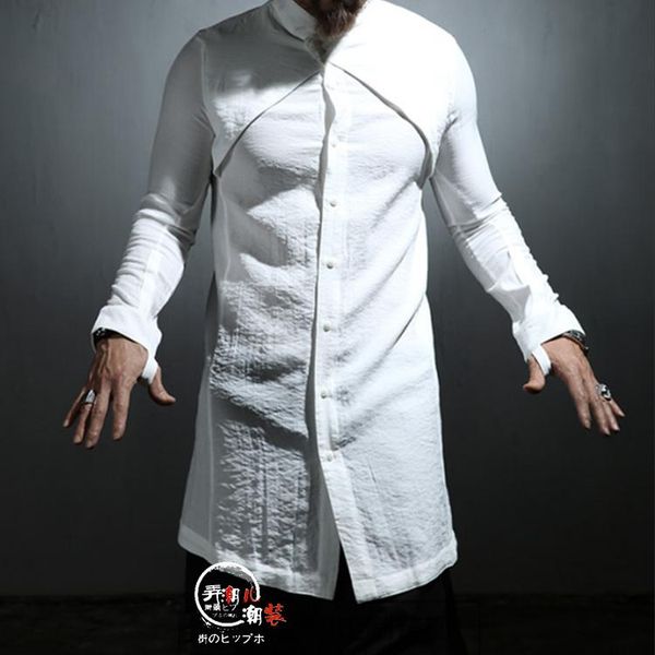 men's casual shirts spring and autumn personality cotton linen long-sleeved shirt in the long section of hair stylist british, White;black
men's casual shirts spring and autumn personality cotton linen long-sleeved shirt in the long section of hair stylist british, White;black