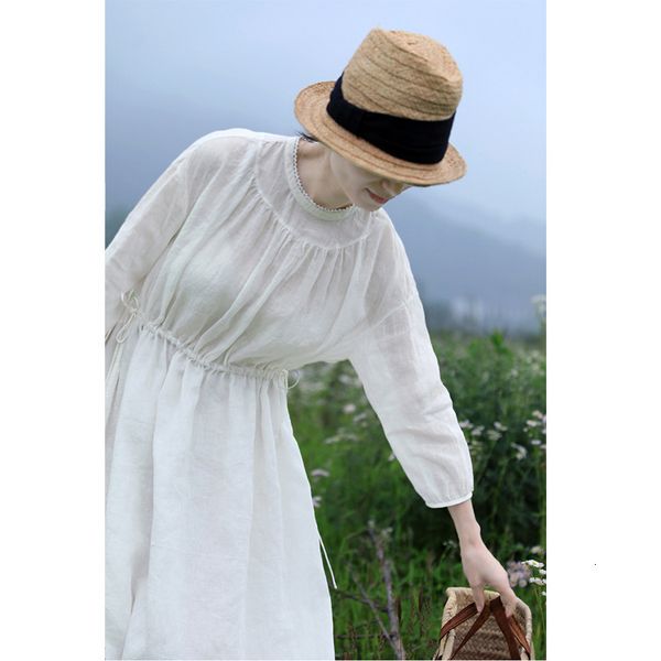 luxury casual dresses an old original summer fine linen white clear round neck waist drawstring long fork fairy drs, Black;gray
luxury casual dresses an old original summer fine linen white clear round neck waist drawstring long fork fairy drs, Black;gray