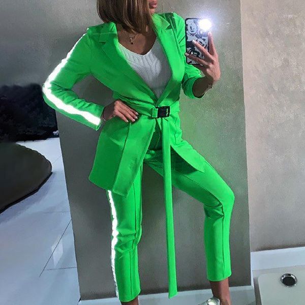 two piece dress side reflect light suit woman long sleeve belt pencil trousers set ensemble femme clothes blazer and pants, White
two piece dress side reflect light suit woman long sleeve belt pencil trousers set ensemble femme clothes blazer and pants, White
