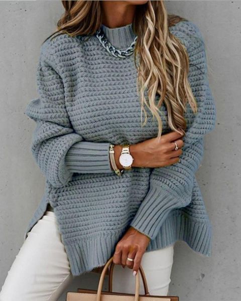 women's sweaters sweater long sleeve pullover mock neck split hem autumn jumper 2021 fashion casual clothes, White;black
women's sweaters sweater long sleeve pullover mock neck split hem autumn jumper 2021 fashion casual clothes, White;black