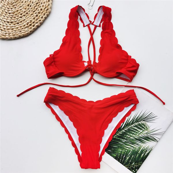 v-bar underwired bikini female swimsuit women swimwear two-pieces v shaped wire bikini set scalloped bathing suit k2350
v-bar underwired bikini female swimsuit women swimwear two-pieces v shaped wire bikini set scalloped bathing suit k2350