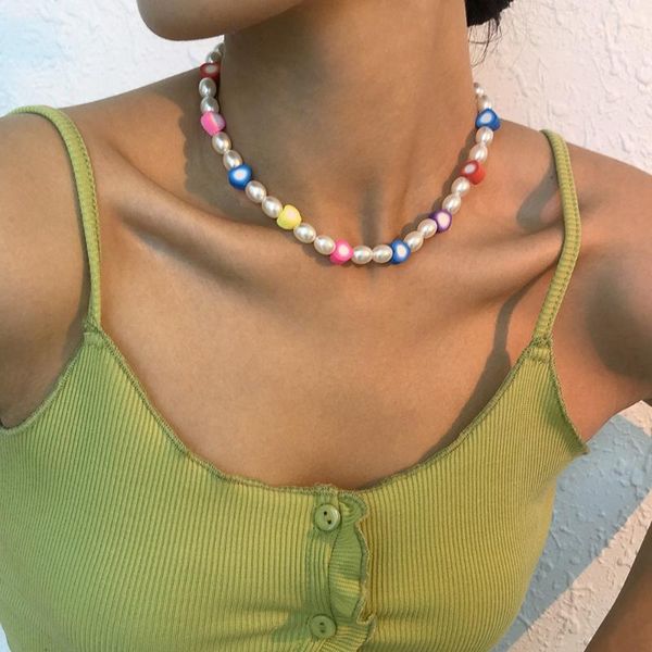 chokers kmvexo boho sweet colorful clay heart flowers fruit bead necklace for women bohemian imitation pearl choker jewelry, Golden;silver
chokers kmvexo boho sweet colorful clay heart flowers fruit bead necklace for women bohemian imitation pearl choker jewelry, Golden;silver