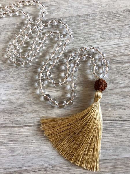 108 mala bead necklace white quartz necklace knotted tassel necklaces prayer yoga jewelry rudraksha meditation mala necklaces x0707, Silver
108 mala bead necklace white quartz necklace knotted tassel necklaces prayer yoga jewelry rudraksha meditation mala necklaces x0707, Silver