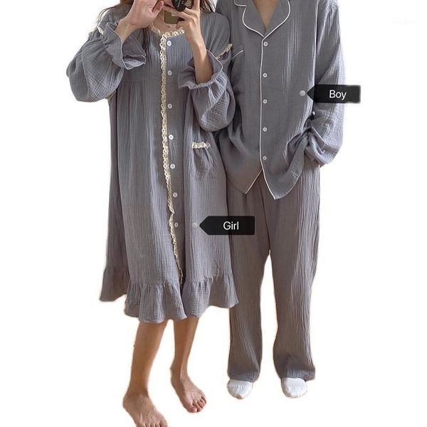 men's and women's home wear suit solid color lovers' pajamas spring autumn long sleeve lace can outside sleepwear, Black;brown
men's and women's home wear suit solid color lovers' pajamas spring autumn long sleeve lace can outside sleepwear, Black;brown
