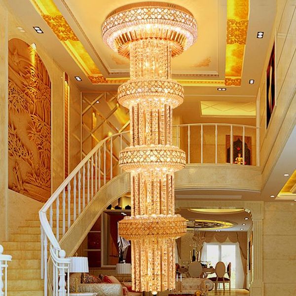 big modern golden crystal chandeliers lights fixture led lamp european spiral staircase long droplight height 200cm/300cm/40
big modern golden crystal chandeliers lights fixture led lamp european spiral staircase long droplight height 200cm/300cm/40