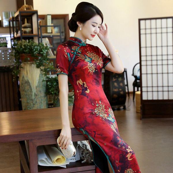 2021 long cheongsam traditional chinese style short sleeve dress womens summer rayon qipao slim party dresses vestido, Red
2021 long cheongsam traditional chinese style short sleeve dress womens summer rayon qipao slim party dresses vestido, Red