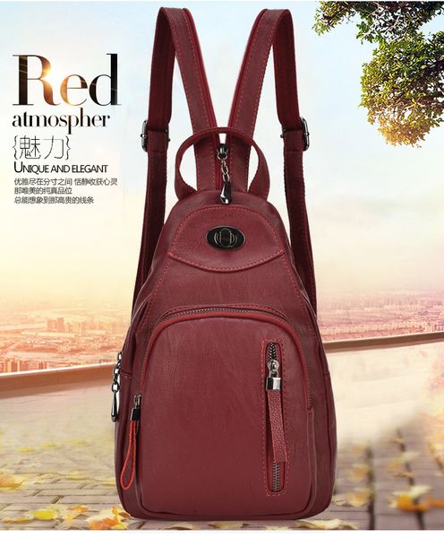 bags wallet backpack trend of women's bag soft leather double shoulder korean fashion single back chest for middle-aged and old women, Black;red
bags wallet backpack trend of women's bag soft leather double shoulder korean fashion single back chest for middle-aged and old women, Black;red