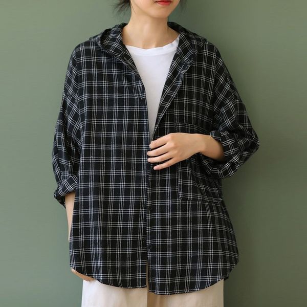 johnature loose leisure long sleeve single breasted retro plaid hooded shirt autumn comfortable all-match women 210521, White
johnature loose leisure long sleeve single breasted retro plaid hooded shirt autumn comfortable all-match women 210521, White