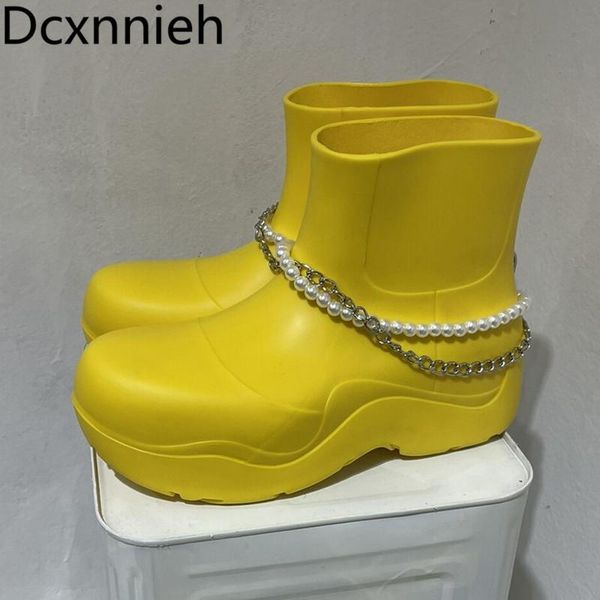 boots pvc candy color pearl chain women's thick-soled rain outdoor waterproof short big round toe shoes 2021, Black
boots pvc candy color pearl chain women's thick-soled rain outdoor waterproof short big round toe shoes 2021, Black
