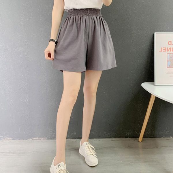 women's shorts summer korean style high waisted running fashionable casual cotton loose elastic waistband, White;black
women's shorts summer korean style high waisted running fashionable casual cotton loose elastic waistband, White;black