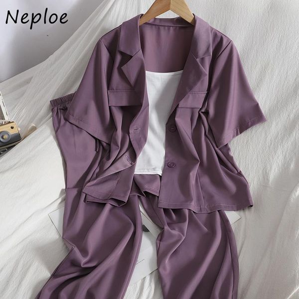 neploe summer causal solid 3 pcs women set camis sleeveless vest + turn down collar short sleeve shirt high waist hip pants women's two, White
neploe summer causal solid 3 pcs women set camis sleeveless vest + turn down collar short sleeve shirt high waist hip pants women's two, White