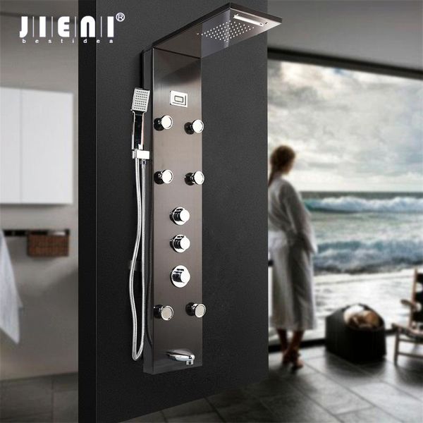 black digital display bathroom shower column nickel brushed hand tub massage spa jets bath led panel faucet sets
black digital display bathroom shower column nickel brushed hand tub massage spa jets bath led panel faucet sets