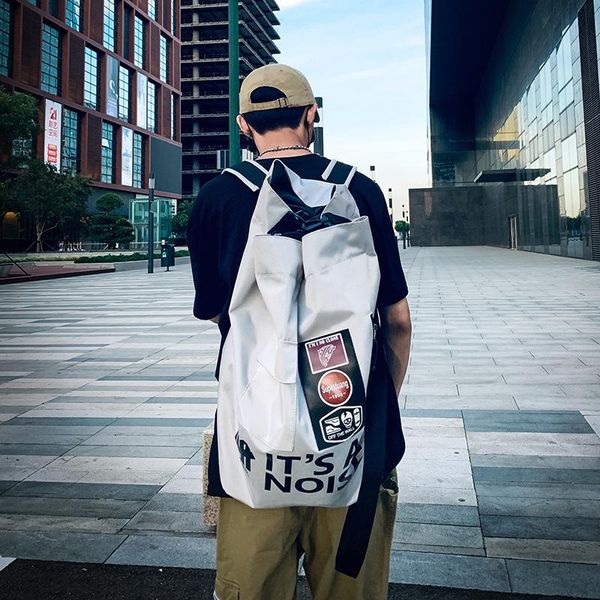 backpack harajuku trendy male large capacity oxford travel bagpack casual hip-hop streetwear style drawstring package backpacks 
backpack harajuku trendy male large capacity oxford travel bagpack casual hip-hop streetwear style drawstring package backpacks