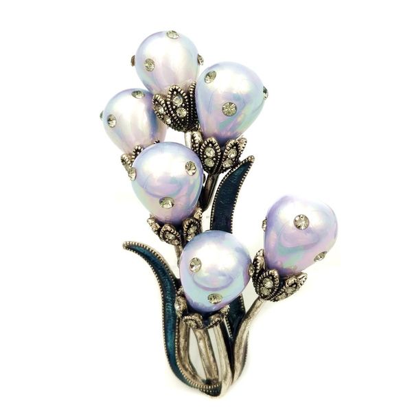 retro antique imitated pear shaped pearl tulip brooches gold tone enameled leaf crystal deco flower bud pins sweater accessory, Gray
retro antique imitated pear shaped pearl tulip brooches gold tone enameled leaf crystal deco flower bud pins sweater accessory, Gray