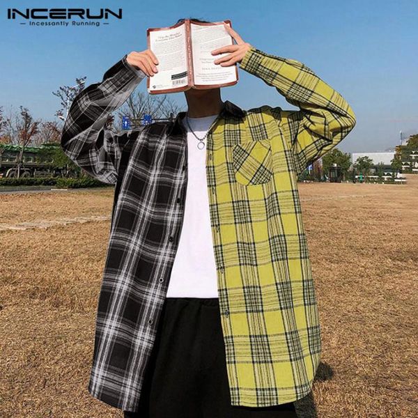 man casual plaid button blouse 2021 leisure turn down collar incerun men shirts fashion patchwork long sleeve camisa s-3xl men's, White;black
man casual plaid button blouse 2021 leisure turn down collar incerun men shirts fashion patchwork long sleeve camisa s-3xl men's, White;black