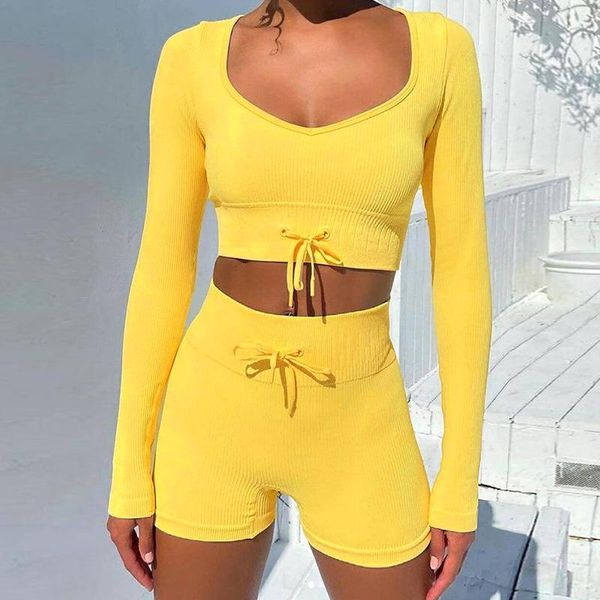 yoga outfit seamless set summer solid drawstring thread tight shorts sports fitness suit for women gym workwear tracksuit
yoga outfit seamless set summer solid drawstring thread tight shorts sports fitness suit for women gym workwear tracksuit