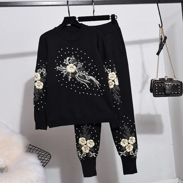 women's tracksuits 2021 autumn tracksuit women fashion beading flower knitted pullover+casual pants two piece set spring, Gray
women's tracksuits 2021 autumn tracksuit women fashion beading flower knitted pullover+casual pants two piece set spring, Gray