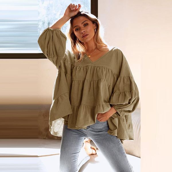 women's blouses & shirts women fashion simpler streetwear 2021 elegan solid ruffle loose blouse lady shirt casual v-neck long sleeve p, White
women's blouses & shirts women fashion simpler streetwear 2021 elegan solid ruffle loose blouse lady shirt casual v-neck long sleeve p, White